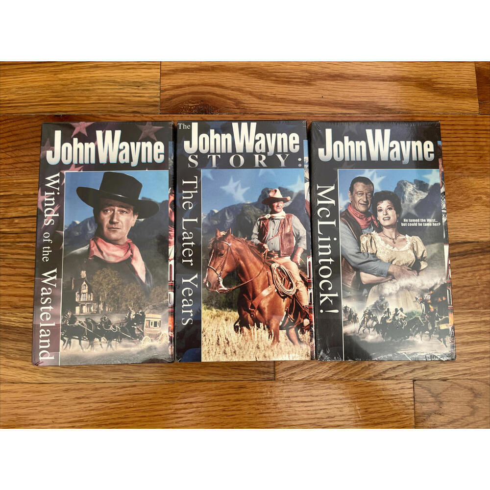 John Wayne Sealed VHS Lot GoodTimes Home Video McLintock Winds Wasteland…
